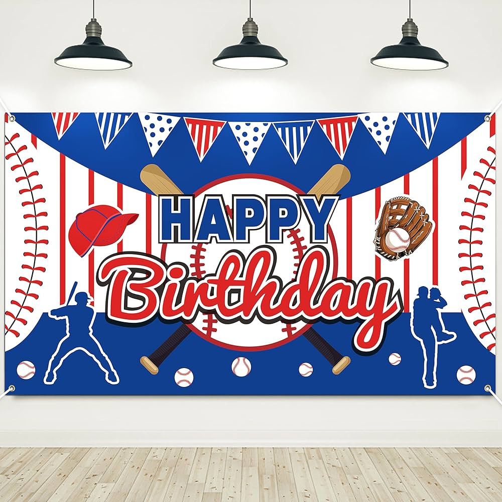 Baseball Happy Birthday Backdrop Banner Baseball Sports Themed Party Supplies Backdrop Large Base... | Amazon (US)