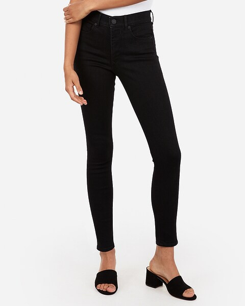 high waisted denim perfect black ankle leggings | Express