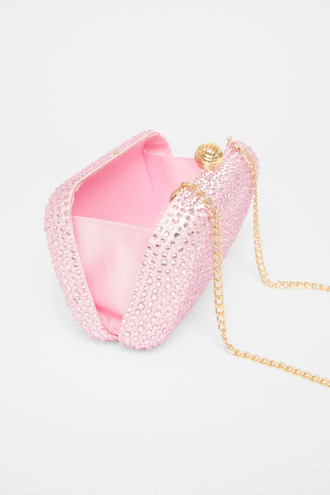 Pink Diamante Clip Box Bag | Boohoo.com (UK & IE)