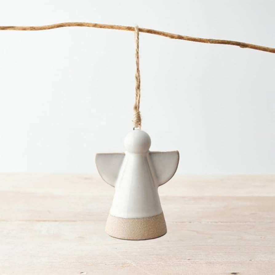 Angel Tree Decoration, 6 x 5 x 7 cm, White and Cream Colour, with Jute String Hanger | Amazon (UK)
