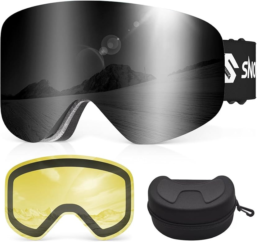 Ski Goggles, Frameless Snowboard Goggles with 2 UV400 Magnet Ski Lenses for Men & Women, Valentin... | Amazon (US)