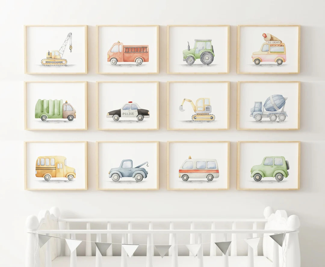 Vehicle Prints Construction Wall Art Transportation Print - Etsy | Etsy (US)