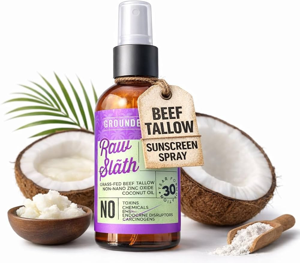 GROUNDED LABS Beef Tallow and Zinc Oxide Chemical-Free Sunscreen with 100% Grass-Fed Beef Tallow,... | Amazon (US)