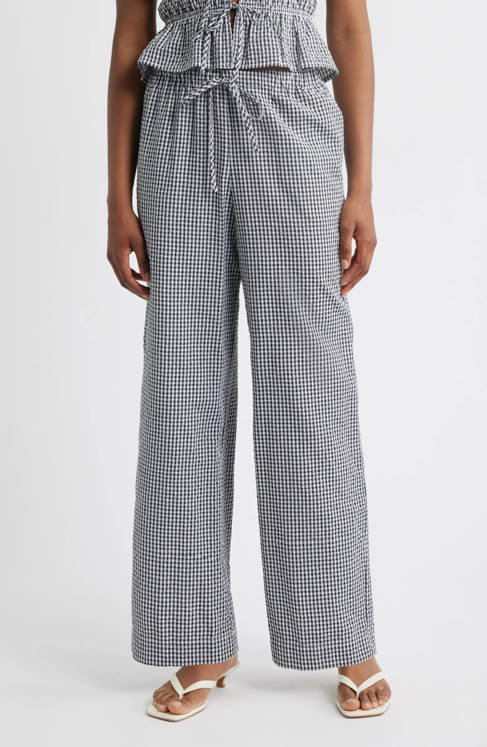 WAYF x Styled by COCO! Nina Gingham Seersucker Straight Leg Pants | Nordstrom | Nordstrom