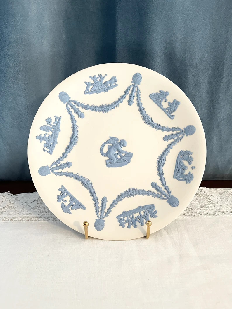 Gorgeous and Uncommon Wedgwood Reverse Jasper Blue on White Cabinet Plate - Etsy | Etsy (US)