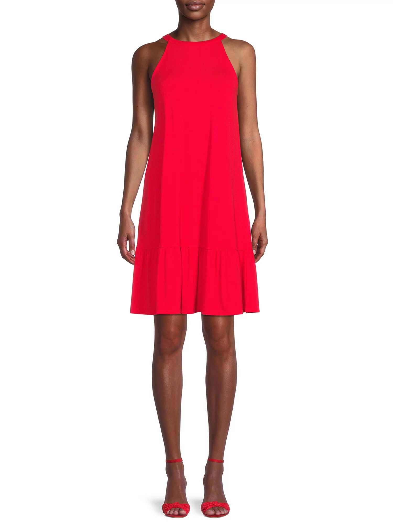 Time and Tru Women's Solid Halter Dress - Walmart.com | Walmart (US)