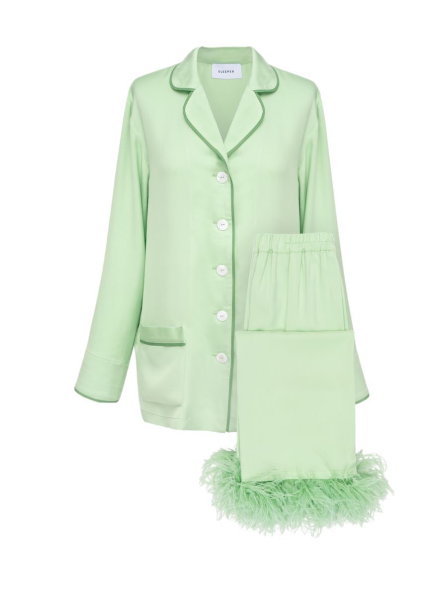 Feather-Embellished Pajama Set | Saks Fifth Avenue