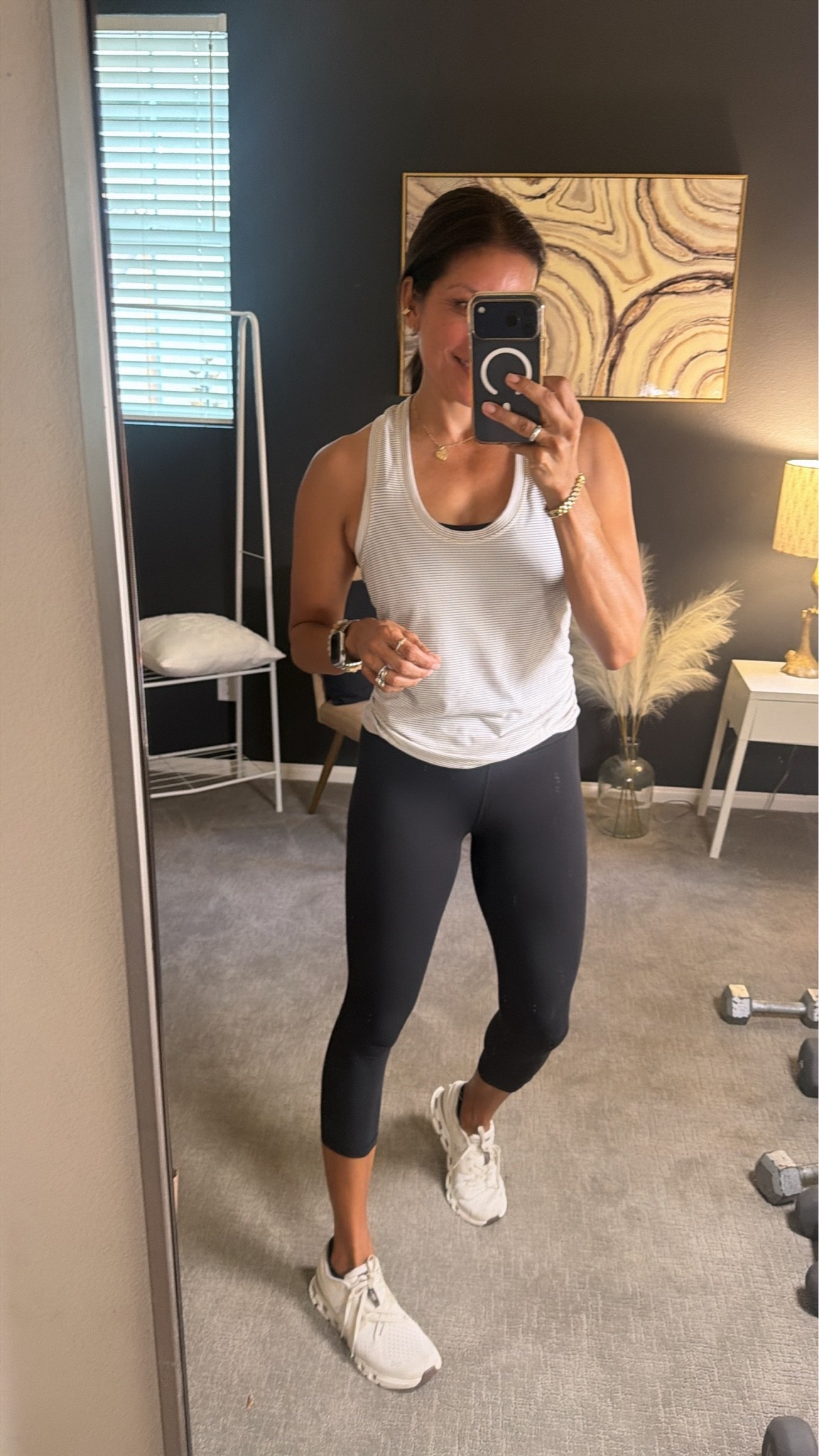 A favorite active wear brand for me is Athleta- 

These are the elation capri 
Wearing xs. Fit tts so good 
Momentum tank in xs 

Active wear over50

#LTKPetite #LTKActive #LTKOver40