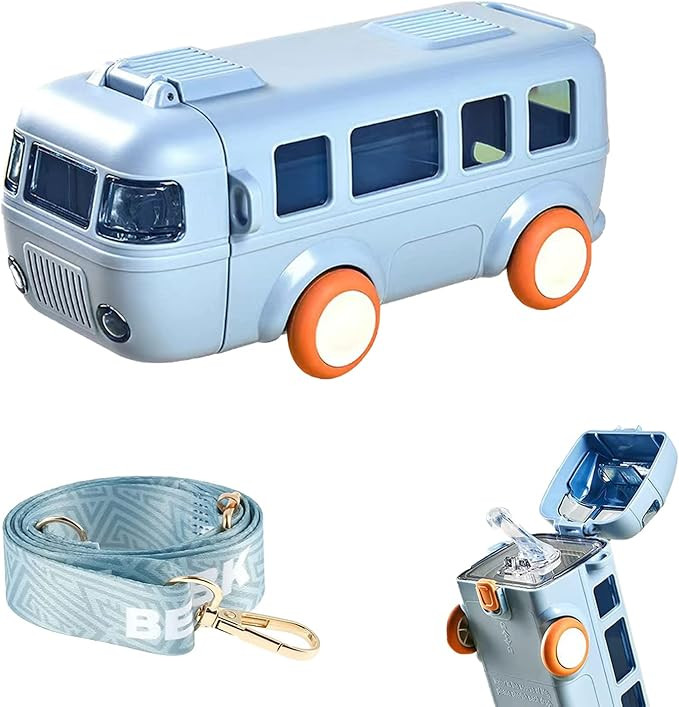 GHOHG Water Bottle with Straw, 17OZ Cute Cartoon Bus Design, Removable Fun Toy Water Bottle, with... | Amazon (US)