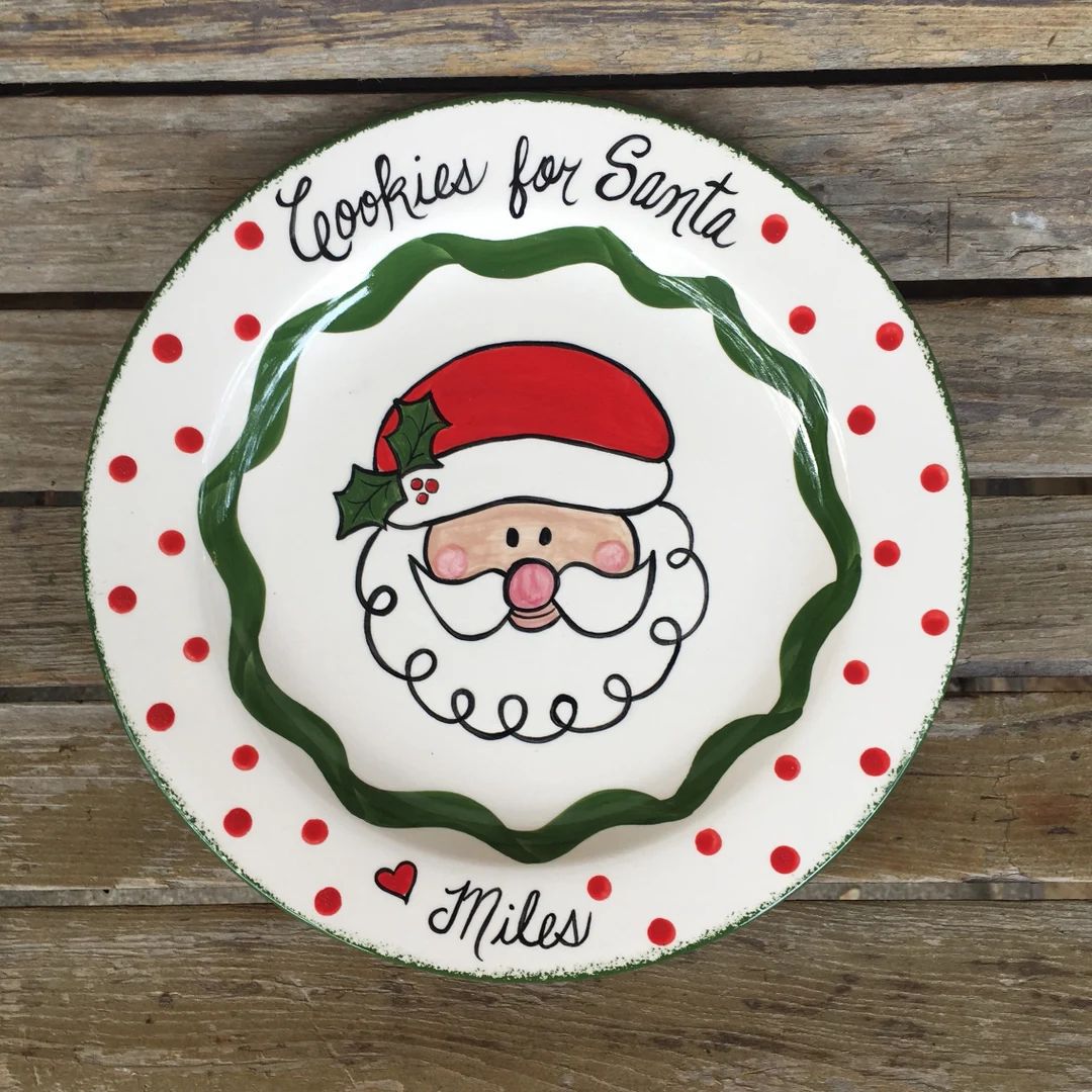 Cookies for Santa Personalized Ceramic Plate  Santa Face - Etsy | Etsy (US)