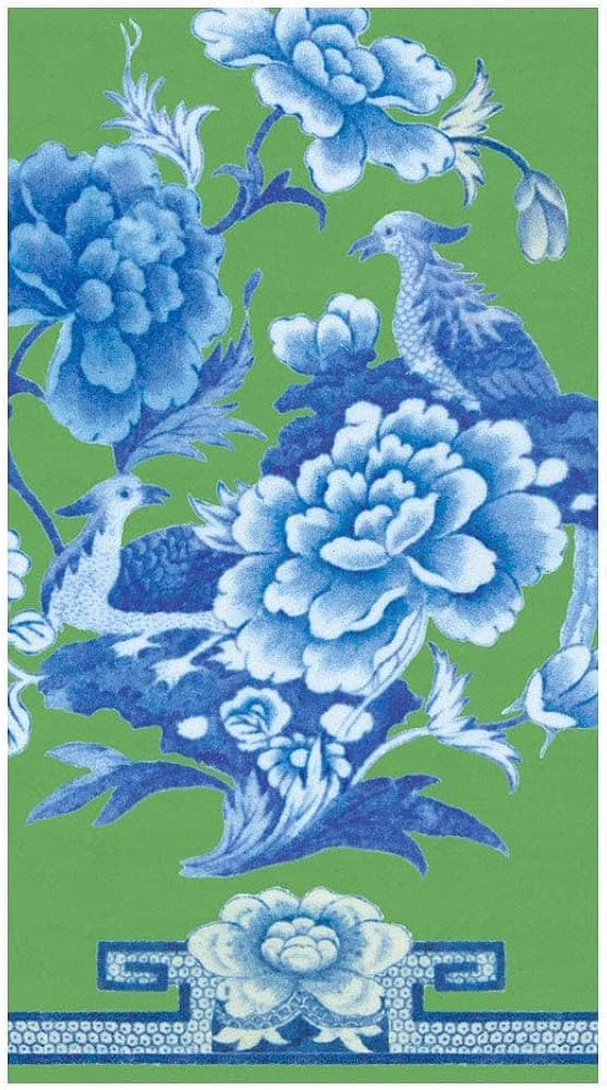 Caspari Green And Blue Plate Guest Towel Napkins - 15 Per Package - 2 Packages | Amazon (US)