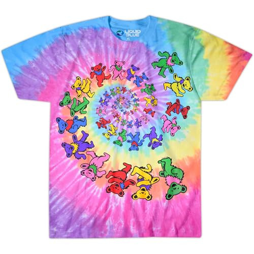 Grateful Dead Spiral Bears Tie-Dye T-Shirt by Liquid Blue (S) | Amazon (US)