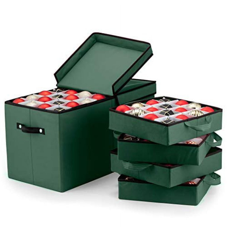 Premium Large Christmas Ornament Storage Box with Lid - 3" Compartment, Contains 8 Trays, Keeps 1... | Walmart (US)