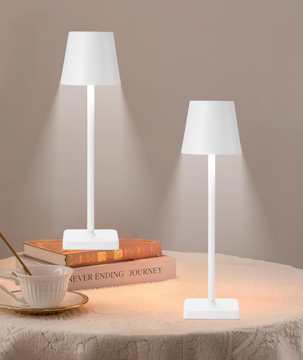 HASUN 2 Pack Rechargeable Table Lamp, LED Cordless Desk Lamp, 5200mAh Battery Operated Table Ligh... | Amazon (US)