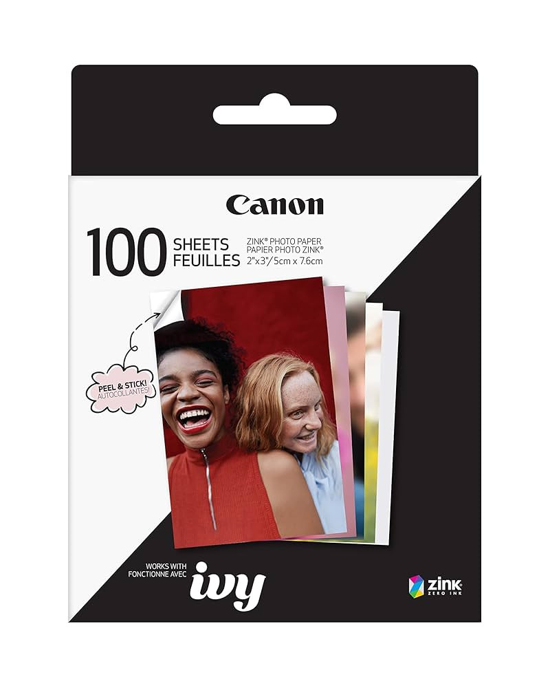 Canon IVY ZINK 2" x 3" Photo Sticker Paper 100 sheets Pack | Amazon (US)