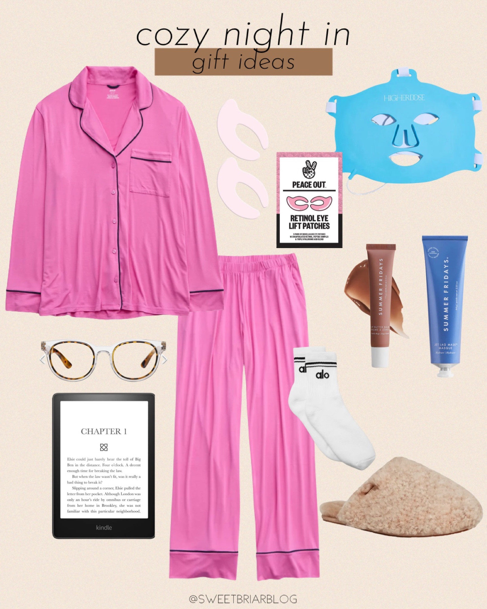 cozy night in // gift ideas for her // pajamas, slippers, beauty gift ideas on sale, red light mask, eye patches, jet lag mask and summer fridays lip balm, kindle and blue light glasses Sale Sale

#LTKHolidaySale #LTKHoliday #LTKGiftGuide