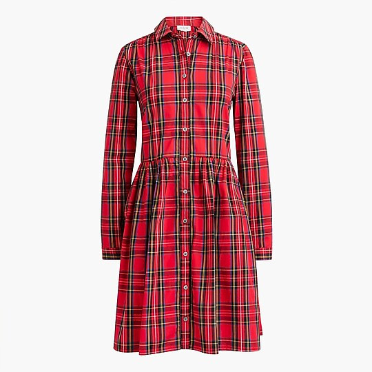 Tartan collared shirt dress | J.Crew Factory