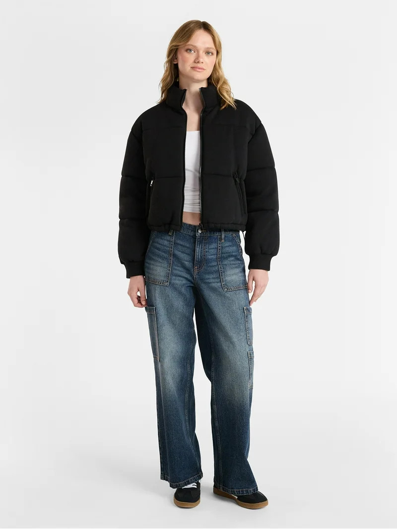 No Boundaries Knit Puffer Jacket, Women's | Walmart (US)