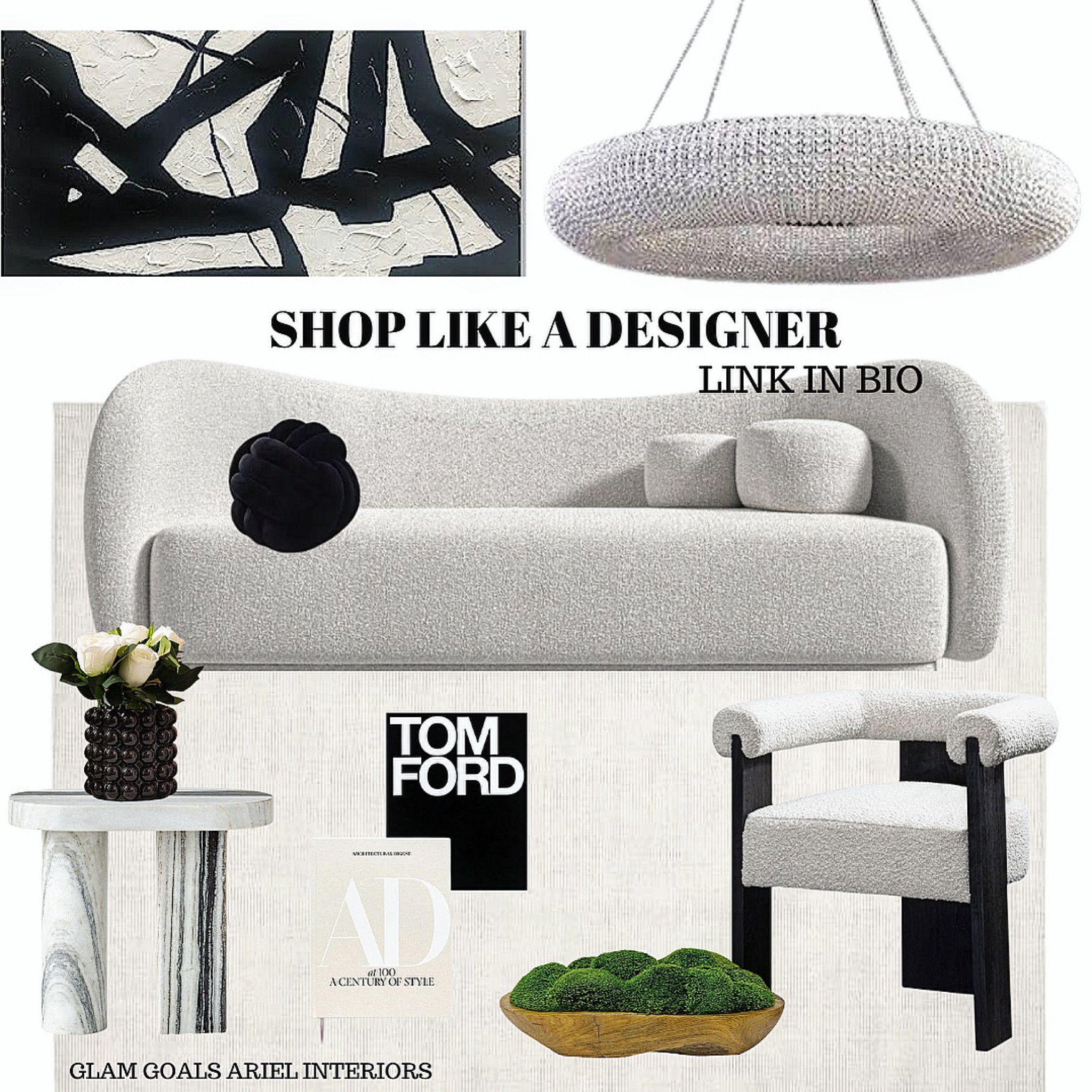 Discover your dream space with Glam Goals Ariel Interiors! Shop my curated interior design moodboard and turn your home into a swoon worthy space.

 #InteriorDesignInspo #GlamGoalsArielInteriors #ShopTheLook