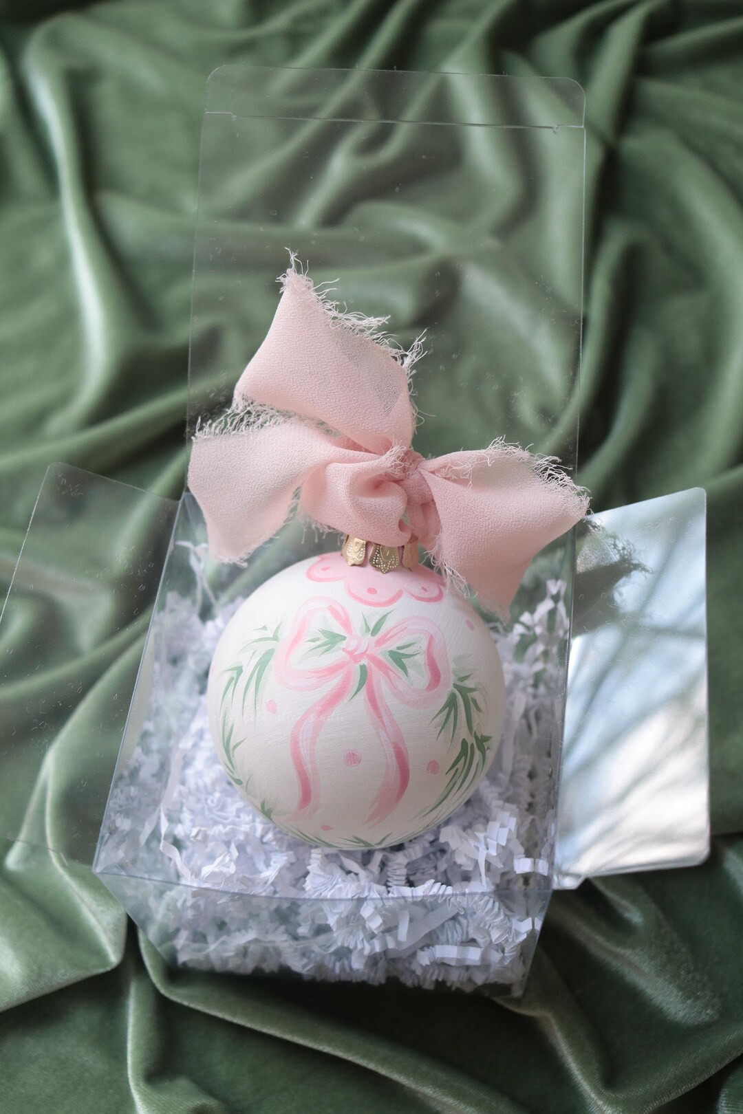 Hand-painted Ornament, 2024 Pink Bow Wreath, Perfect for Baby Girl's First Christmas Ornament - E... | Etsy (US)