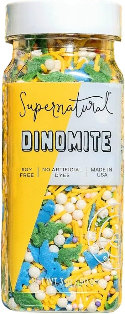 Dinomite Natural Confetti Sprinkles by Supernatural, Rainbow Dinosaurs, No Artificial Dyes, Soy F... | Amazon (US)