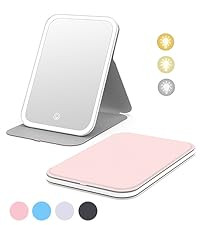 Kintion Travel Makeup Mirror, Portable LED Lighted Makeup Mirror, 360° Rotation Touch Screen Van... | Amazon (US)