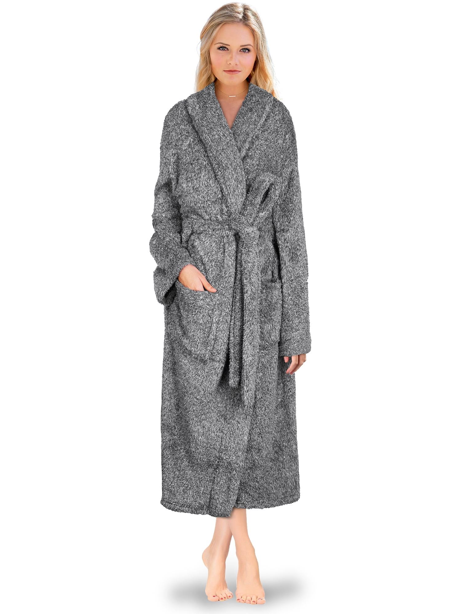 PAVILIA Premium Women Plush Soft Robe Fluffy Warm Fleece Sherpa Shaggy Bathrobe (S/M, Heather Gra... | Walmart (US)
