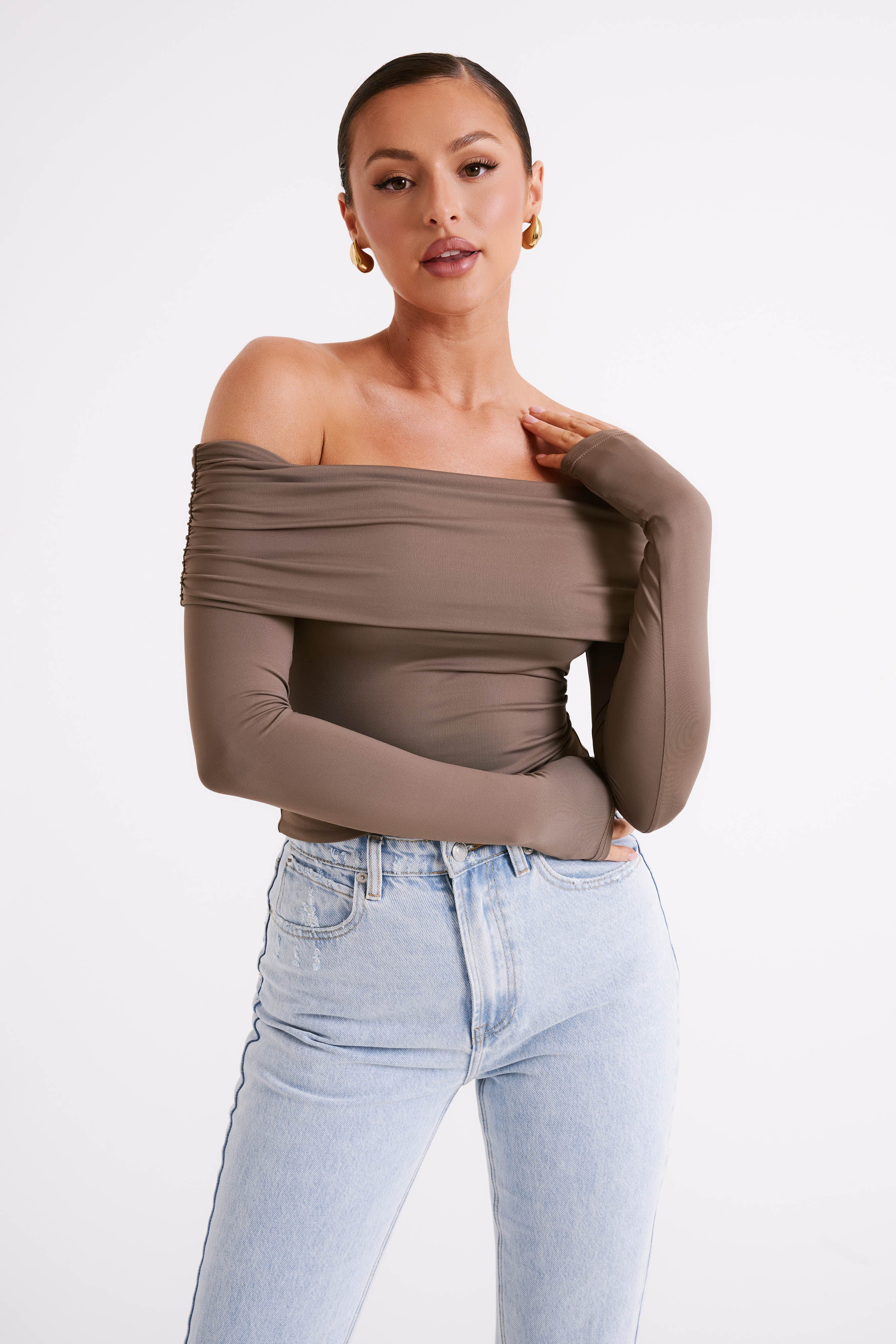 Recycled Nylon Off Shoulder Top - Coco | MESHKI US