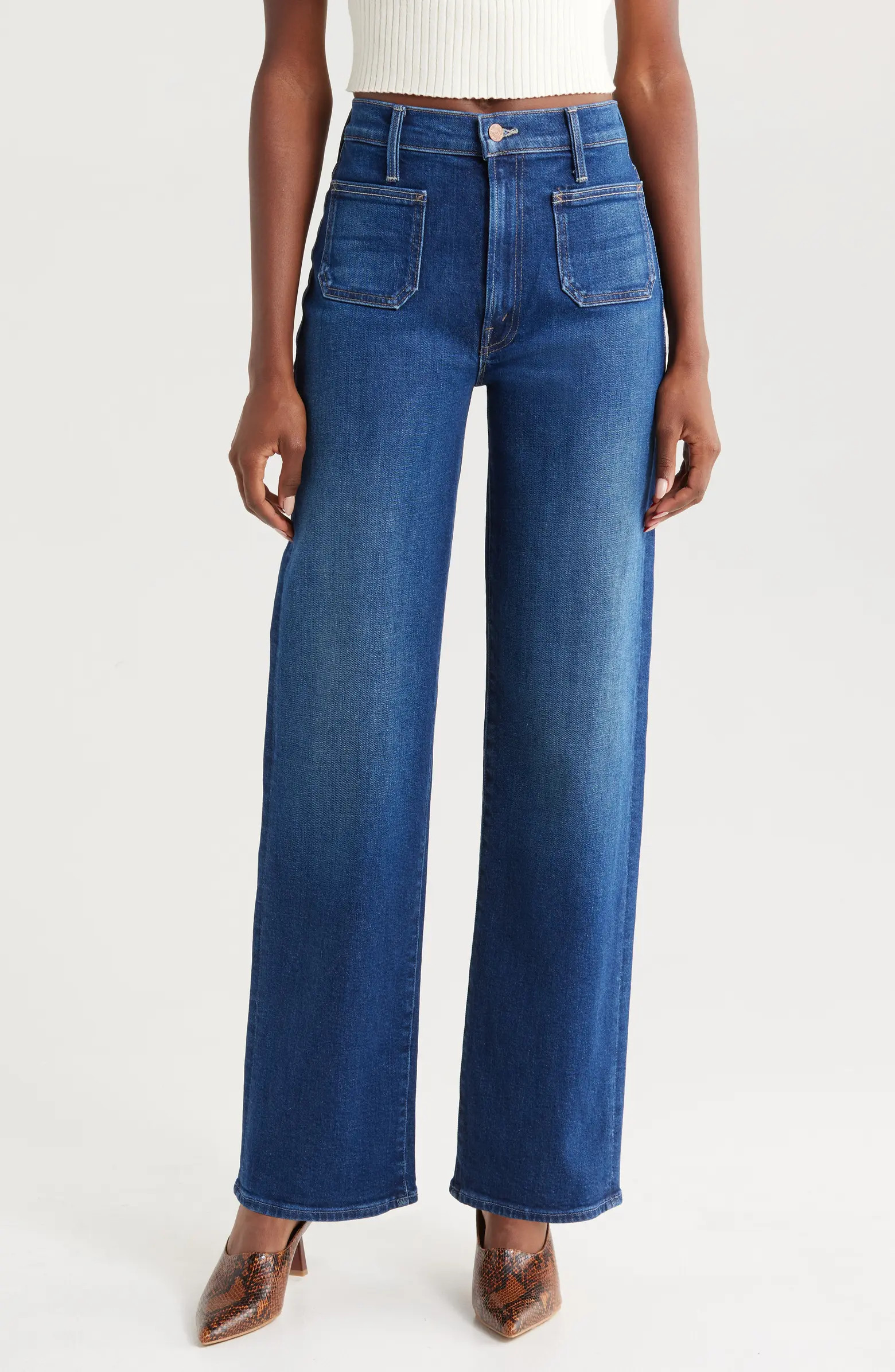 MOTHER The Rambler Zip Sneak Patch Pocket Straight Leg Jeans | Nordstrom | Nordstrom