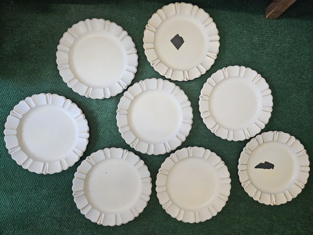 PIER ONE Retired Polypropylene Gold/Cream Scalloped Charger Plates AS IS LOT/8  | eBay | eBay US