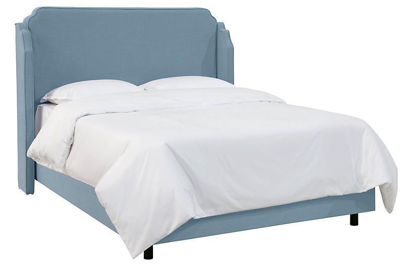 Aurora Wingback Bed, French Blue | One Kings Lane