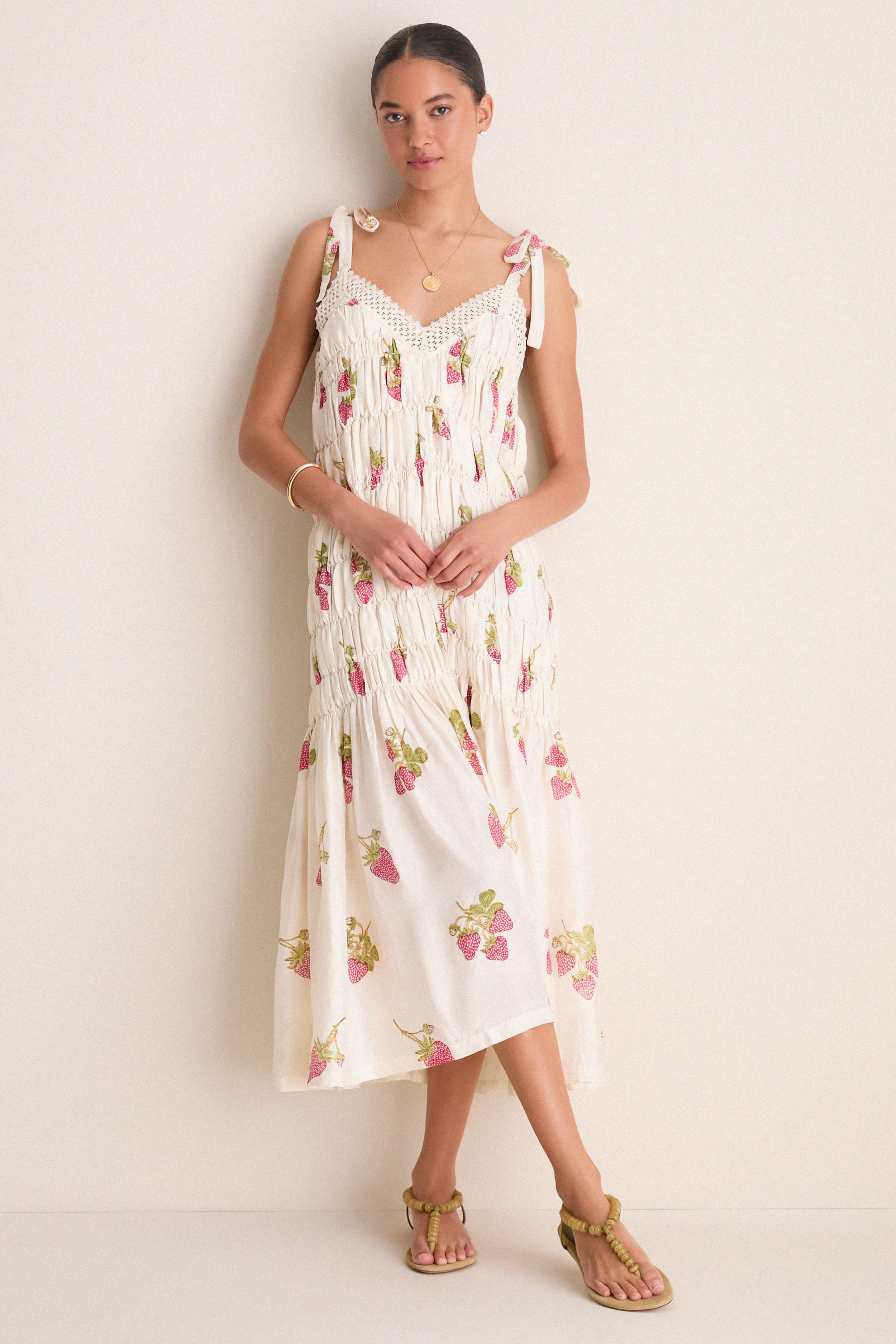 Off White Ellina Strawberry Dot Dress | Tuckernuck (US)