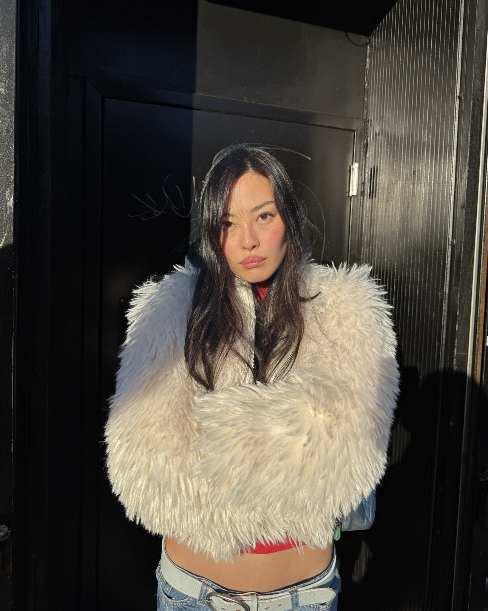 White fluffy shag jacket with leather collar

#LTKSeasonal #LTKStyleTip