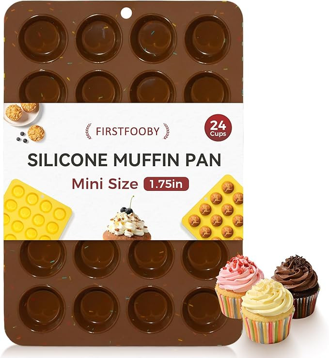 Silicone Mini Muffin Pan, 24-Cup Mini Cupcake Pan for Baking Nonstick BPA Free, Food-Grade Silico... | Amazon (US)