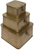 Creative Co-Op Square Decorative Metal Boxes with Gold Finish (Set of 3 Sizes) | Amazon (US)
