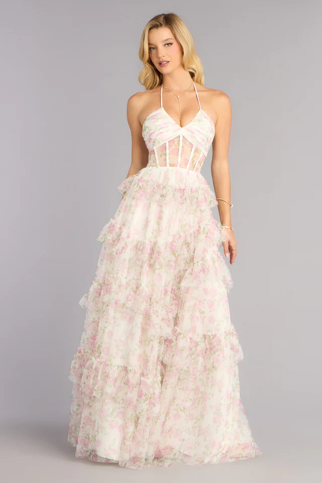 Lynn Floral Swiss Dot A-Line Ball Gown | Windsor Stores