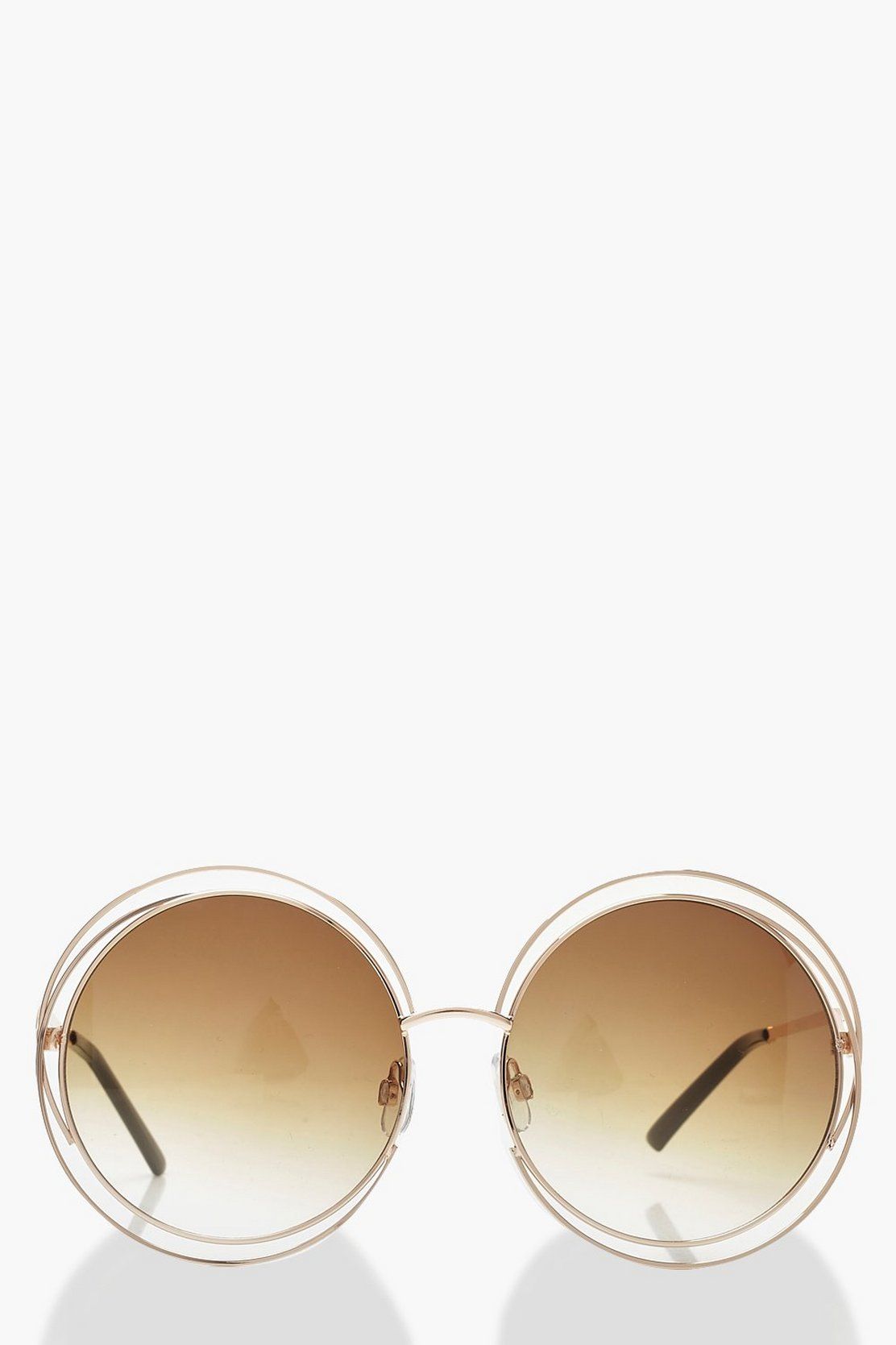 Cut Out Frame Round Sunglasses & Case | Boohoo | Boohoo.com (AU & NZ)