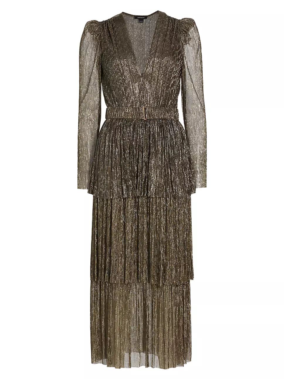 Carry Tiered Belted Metallic Dress | Saks Fifth Avenue