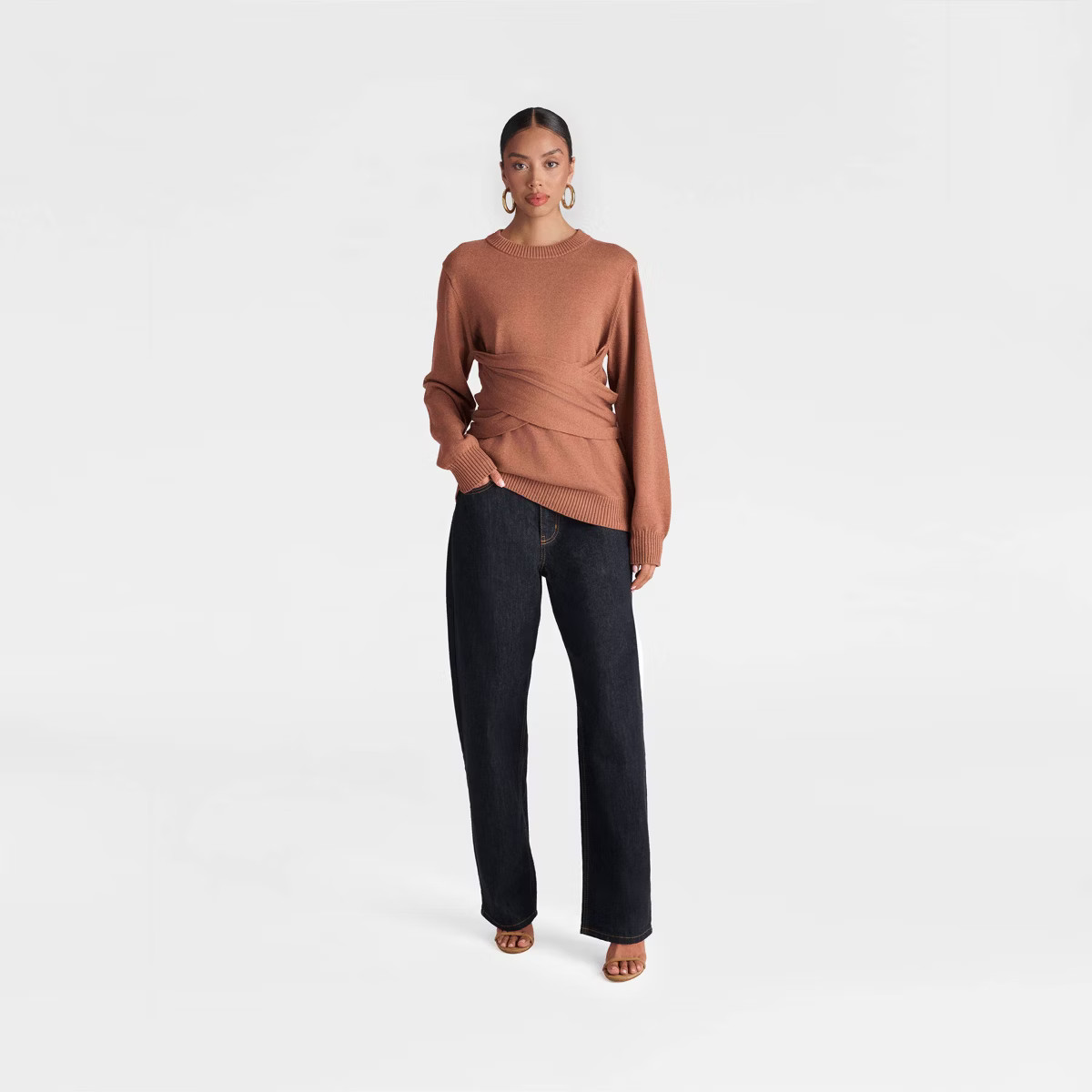 KBB by KAHLANA Women's 'The Crossover Sweater' - Brown Sugar | Target