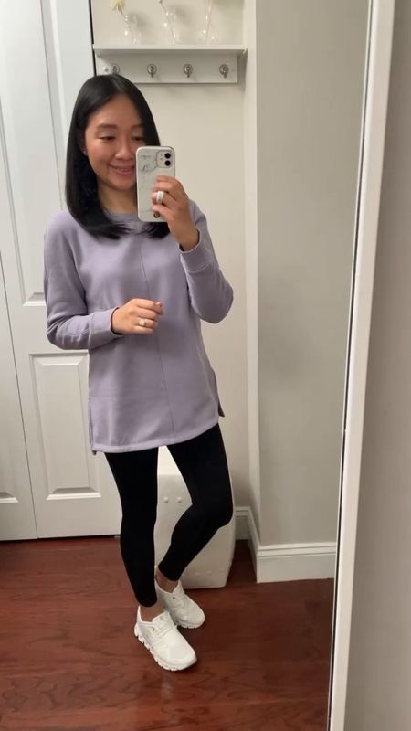 I took this tunic length sweatshirt in size S. I'm 5' 2.5 and 110 pounds. It's a loose fit on me. I also have it in white.

#LTKSeasonal #LTKfindsunder50 #LTKover40