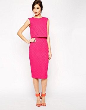 ASOS Pencil Dress with Shell Top in Texture | ASOS UK
