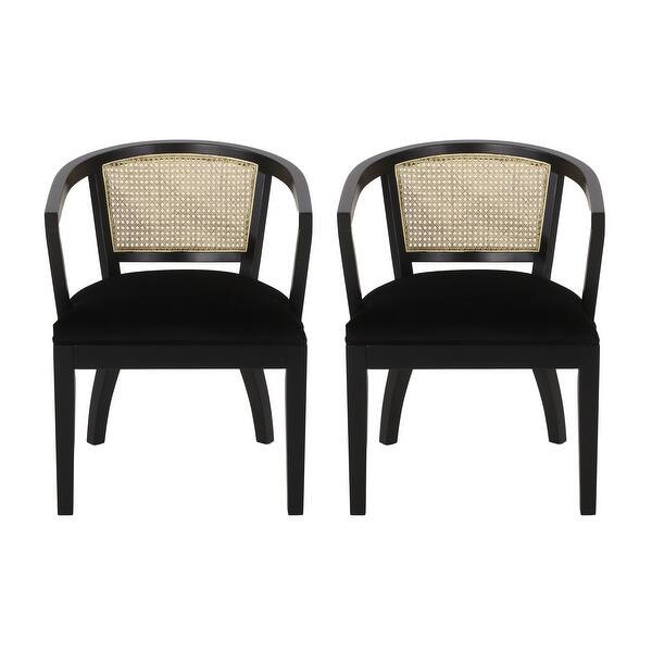 Currant Velvet and Cane Upholstered Dining Chairs by Christopher Knight Home- Set of 2 - Black/Na... | Bed Bath & Beyond