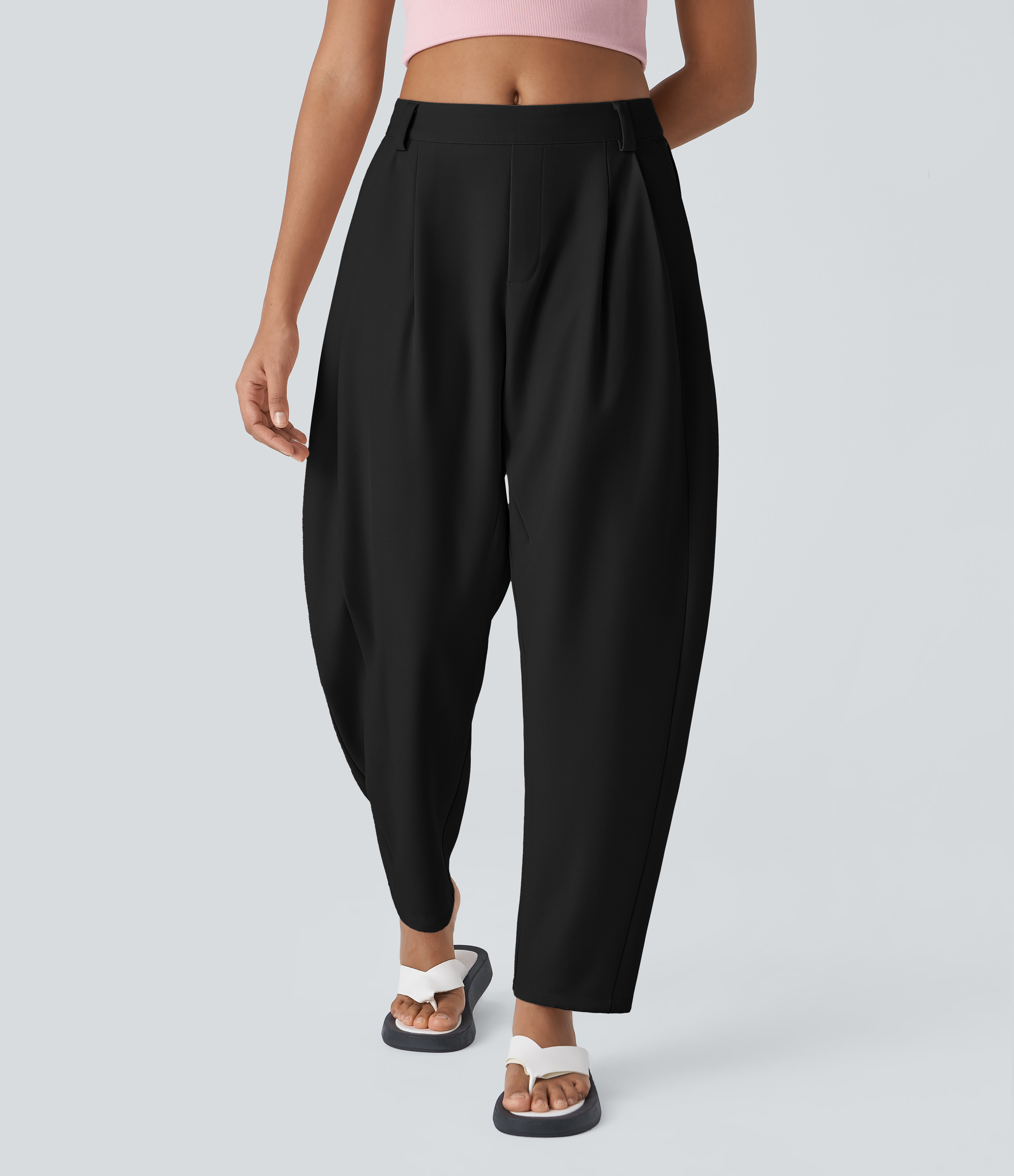 Women’s Halara Flex™ Mid Rise Pocket Barrel Leg Work Trousers - Halara | Halara UK