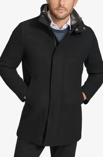 Walking Wool Blend Coat with Faux Fur Trim | Nordstrom Rack