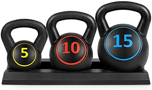 Best Choice Products 3-Piece HDPE Kettlebell Exercise Fitness Weight Set w/Base Rack, 5lb, 10lb, ... | Amazon (US)