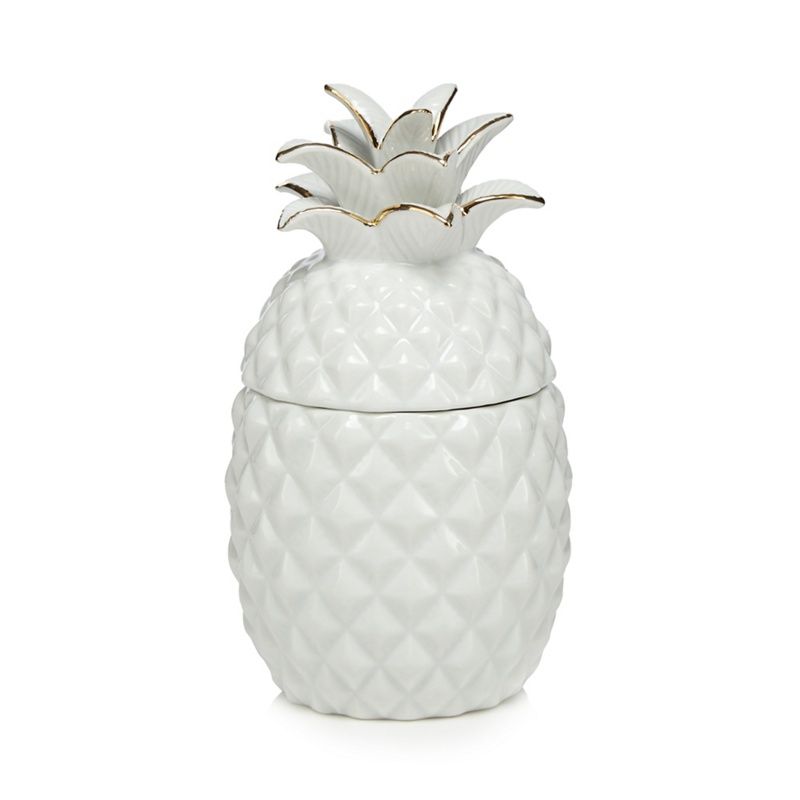 MW by Matthew Williamson - White Ceramic Pineapple Storage Jar | Debenhams UK