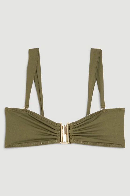 Detachable Strap Gold Trim Bikini Top | Karen Millen UK + IE + DE + NL