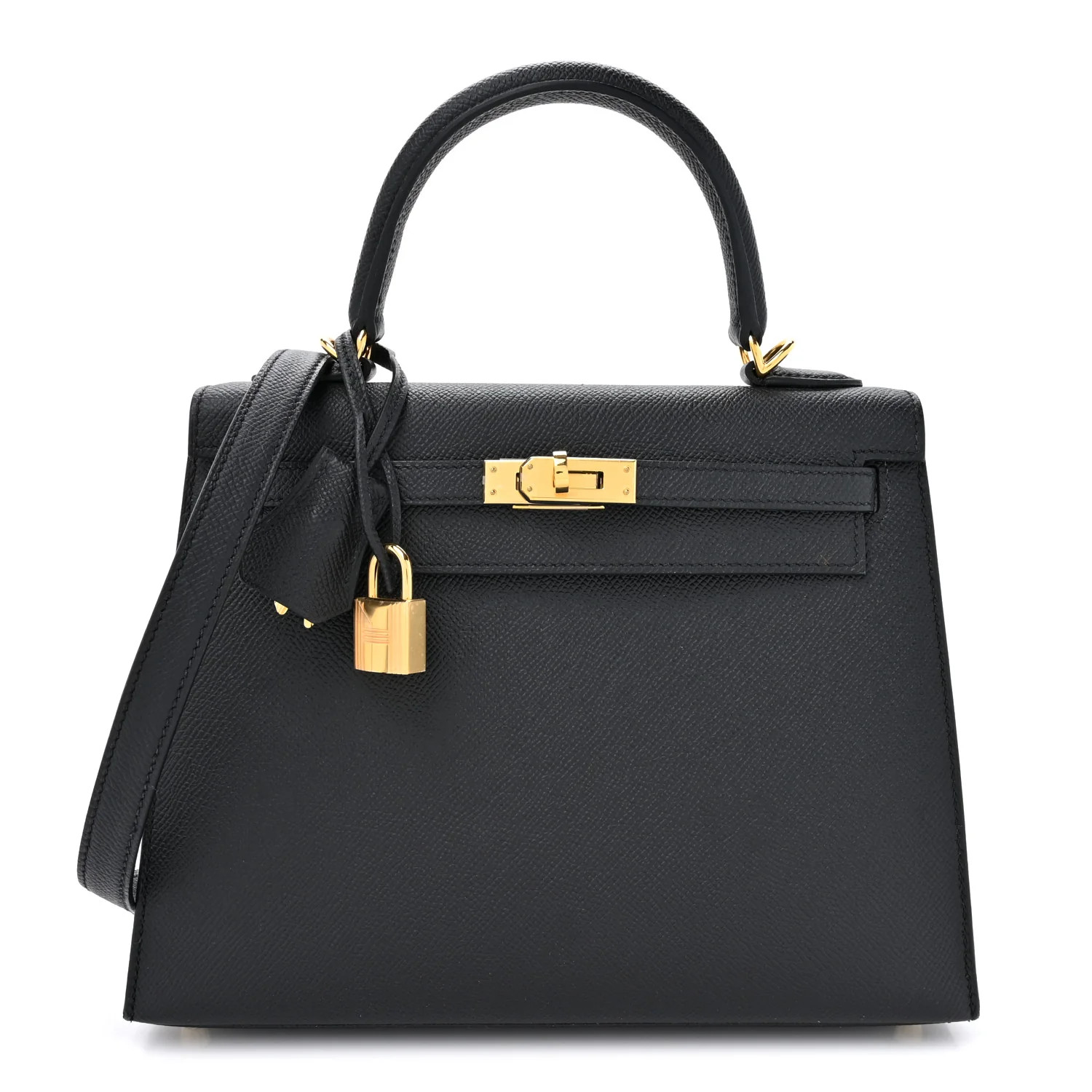 Epsom Kelly Sellier 25 Black | FASHIONPHILE (US)