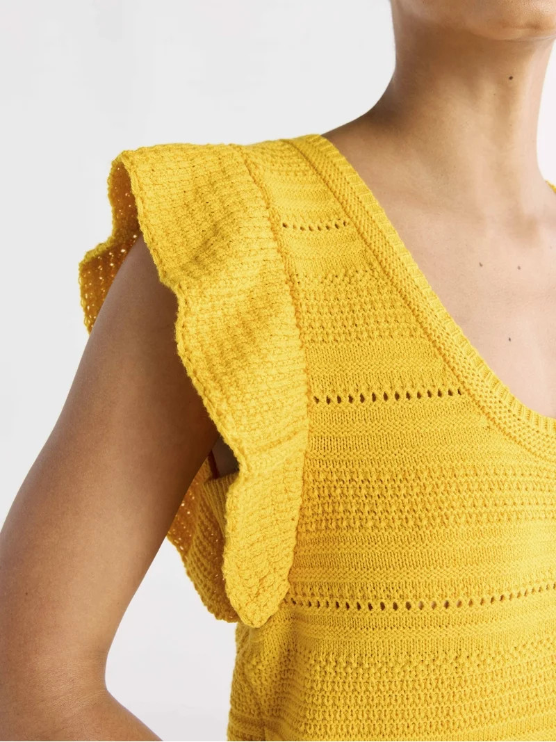 Free Assembly Women's and Women's Plus Size Pointelle Sweater Tank Top with Flutter Sleeves, Ligh... | Walmart (US)