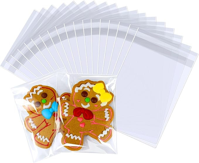 PigPotParty Cookie Bags 4''x 6", 100 Pcs Self Sealing Cellophane Treat Bags, Small Clear Plastic ... | Amazon (US)
